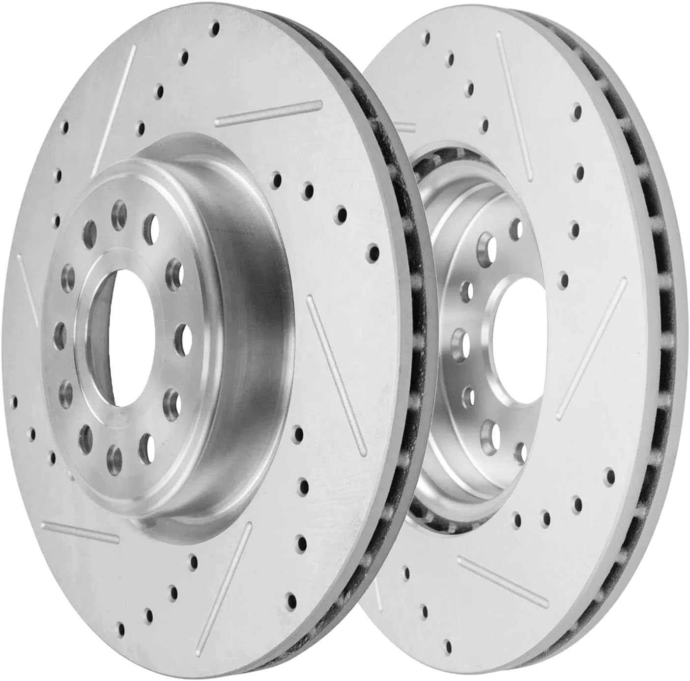 Detroit Axle - Front Brake Kit for 19-25 Ram 1500 Drilled and Slotted Disc Brake Rotors Ceramic Brakes Pads 2019 2020 2021 2022 2023 2024 2025 Replacement : 14.88' inch Rotor
