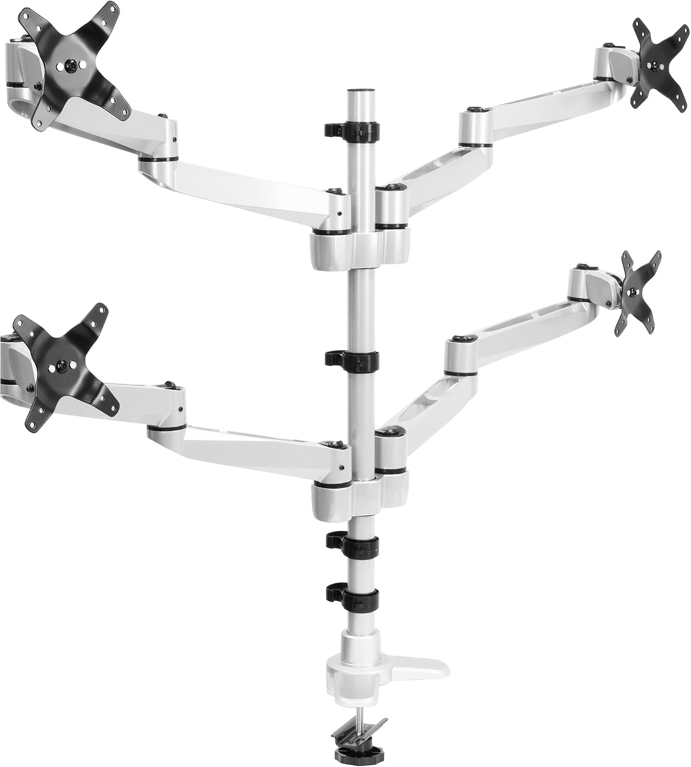Mount-It! Quad Monitor Desk Mount | Full Motion Monitor Arms for Four Computer Displays | Premium Aluminum Mount with Quick Disconnect Technology