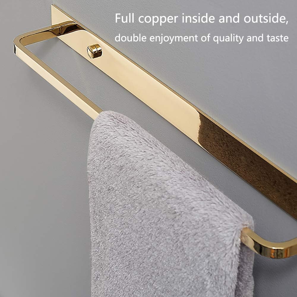 Towel Bar Towel Rail with 2 Hooks Heavy Duty Brass Bathroom Towel Rack Wall Mounted Towel Holder Double Rod Storage Rack for Bathroom Kitchen Toilet,Black Gold