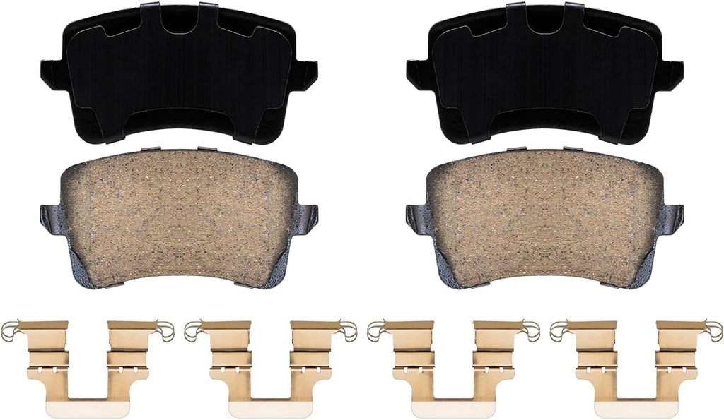 Detroit Axle - 6pc Rear Brake Kit for Audi A4 A5 Quattro Q5 S4 S5 SQ5, Drilled and Slotted Disc Brake Rotors Ceramic Brakes Pads with Hardware Replacement : 12.99' inch Rear Rotor