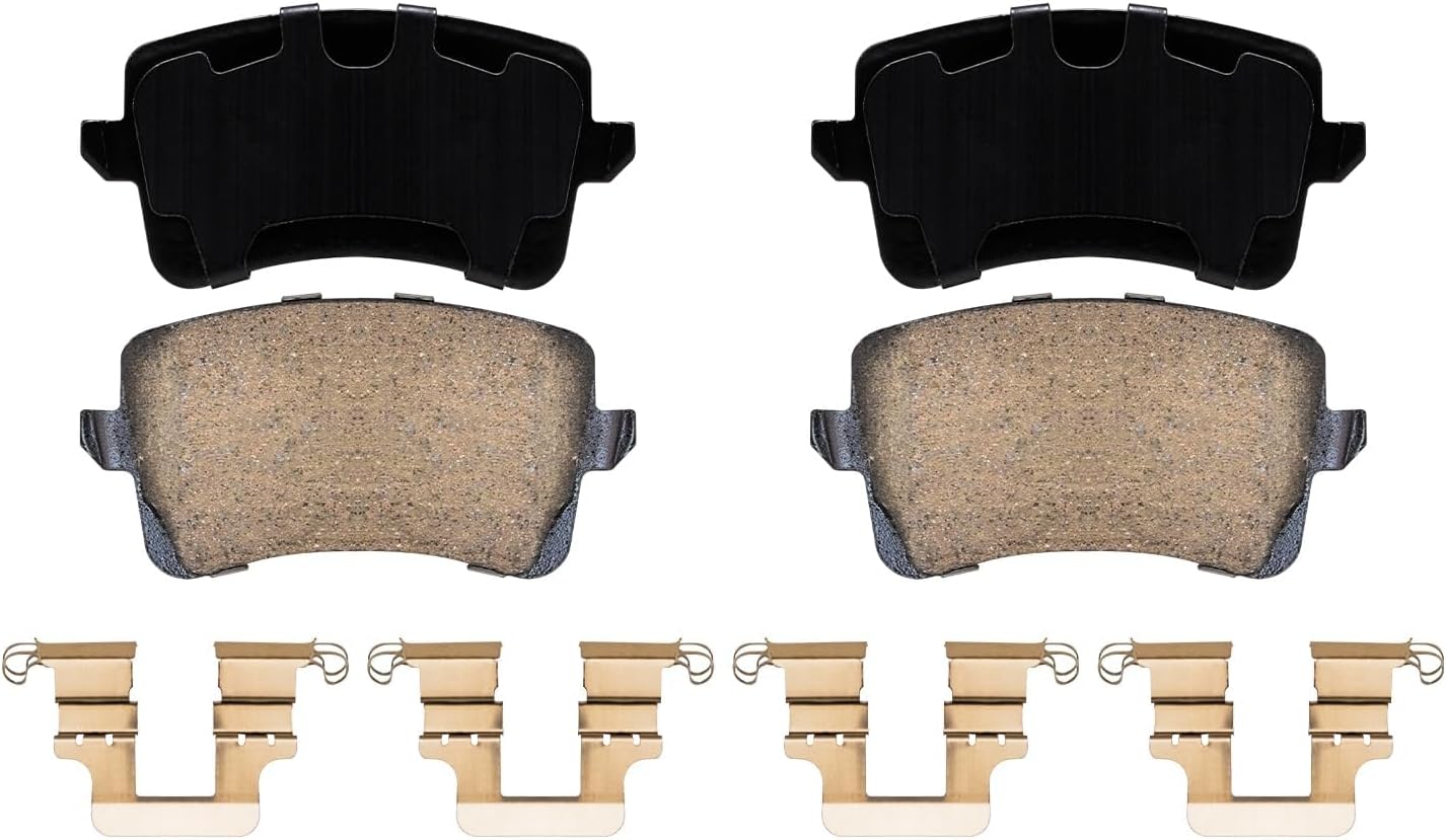 Detroit Axle - 6pc Rear Brake Kit for Audi A4 A5 Quattro Q5 S4 S5 SQ5, Drilled and Slotted Disc Brake Rotors Ceramic Brakes Pads with Hardware Replacement : 12.99' inch Rear Rotor