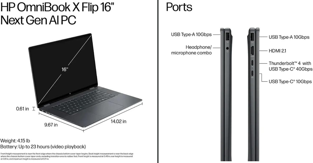 HP 2025 OmniBook X Flip 2-in-1, Copilot+ PC, 16' 2K 400Nits Touch-Screen Laptop, Ultra 7 256V(Beats Ultra 7 155U), 16GB RAM, 1TB SSD, 23H Battery, Win 11, Backlit KB, W/Stylus Pen