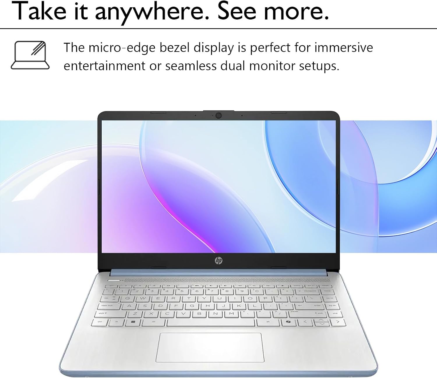 HP 14 Inch Business Laptop, Ultral Light Laptops for Student and Business, Intel Processor N150(Quad-Core), 4GB RAM, 128GB UFS, Wi-Fi 6, Fast Charge, 1-Year Office 365, Windows 11 Pro, Sky Blue