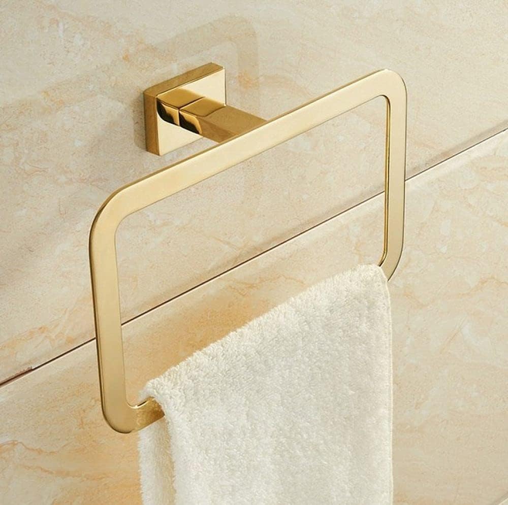 Golden Towel Rack Towel Bar Gold Stainless Steel Hardware SetRobe HookToilet Brush Cup Holder Soap Dish Bathroom Accessories,Single Towel Bar(Towel Ring)