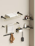 Towel Rack, White Gold Towel Rack, Bathroom Shelf, Black Gold 7-Piece Set