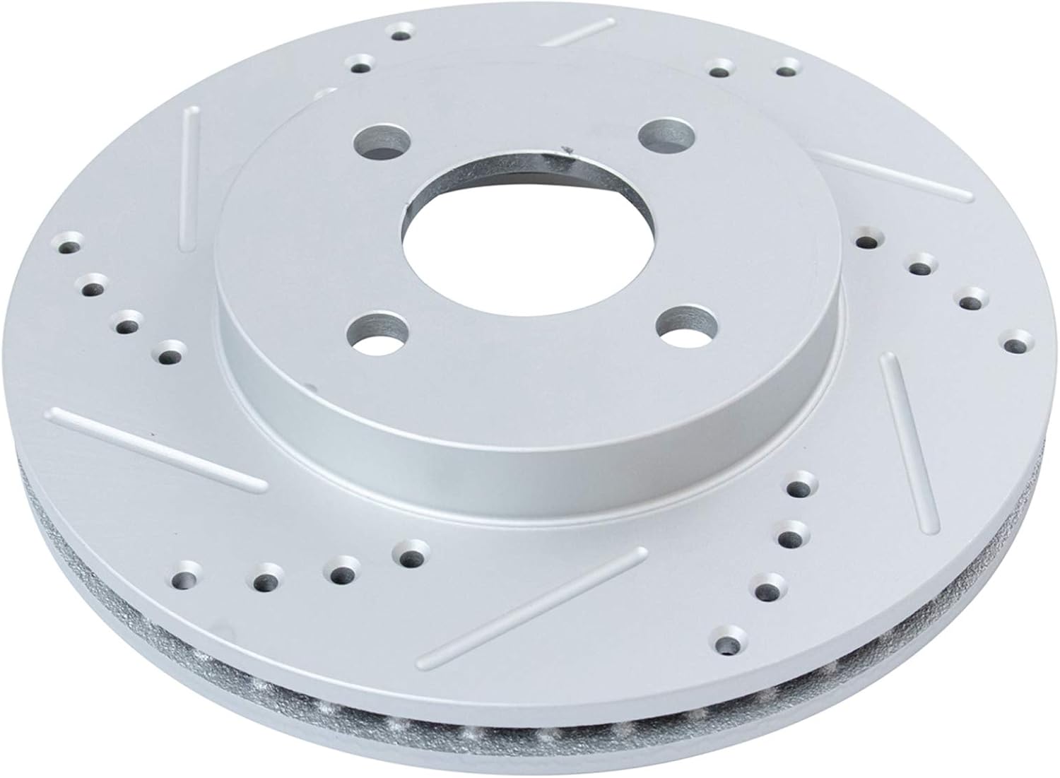 TRQ Performance Front Brake Pad and Rotor Set Ceramic Drilled Slotted Coated Rotors Calipers Compatible with 2005-2010 Chevrolet Cobalt 2007-2009 Pontiac G5 2003-2007 Saturn Ion