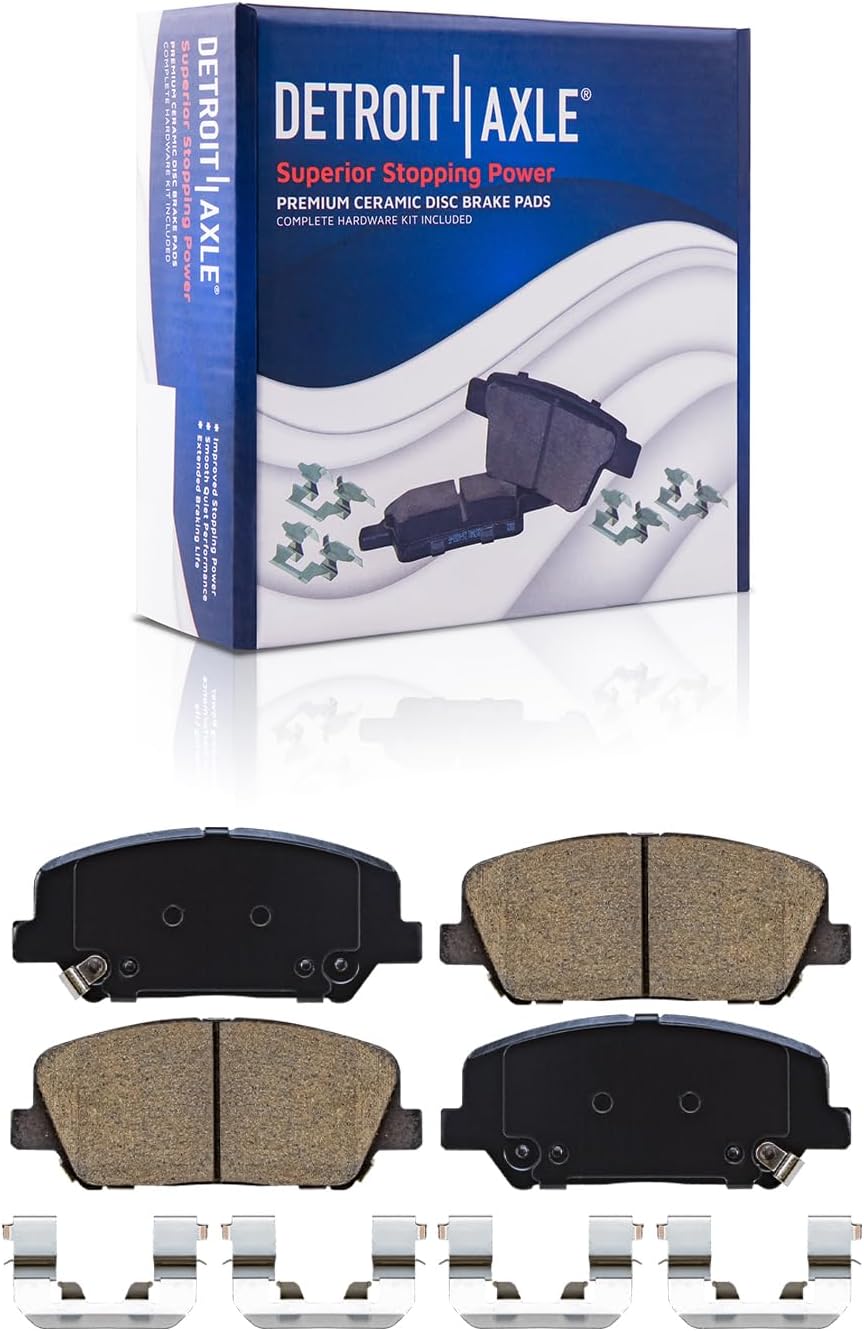 Detroit Axle - Front Brake Kit for 2016-2017 Hyundai Veloster, 2017-2018 Kia Forte5, 11.81'' inch Disc Brake Rotors Ceramic Brake Pads w/Hardware Wheel Bearings Replacement