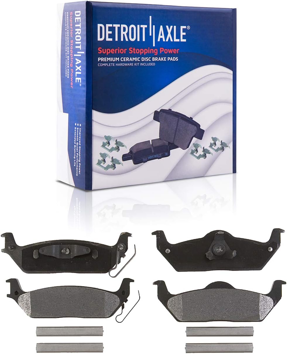 Detroit Axle - Rear Disc Rotors Brake Pads Left Caliper Replacement for 2004-2011 Ford F-150 2006-2008 Lincoln Mark LT - 5pc Set