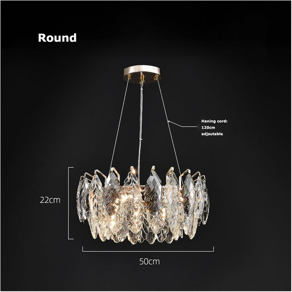 LED Dimmable Crystal Goose Feather Gold Silver Lustre Chandelier Lighting Suspension Luminaire Lampen for Dinning Room,Dining Light Fixtures