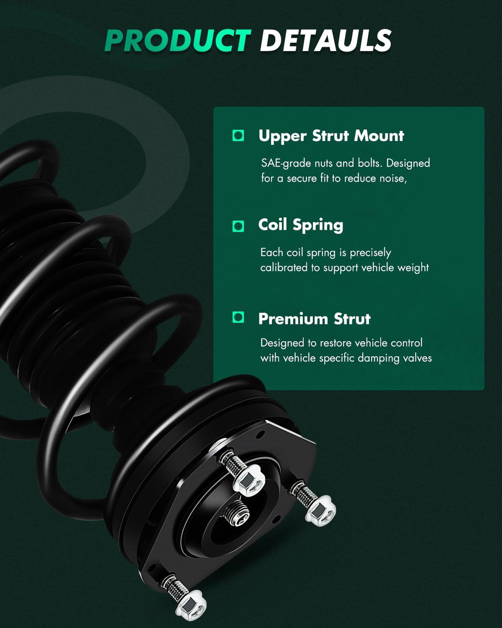 SCITOO - Front Complete Strut & Coil Spring Assembly Fits 2010 2011 2012 2013 for Ford Fiesta with 172525 172524 - Set of 2