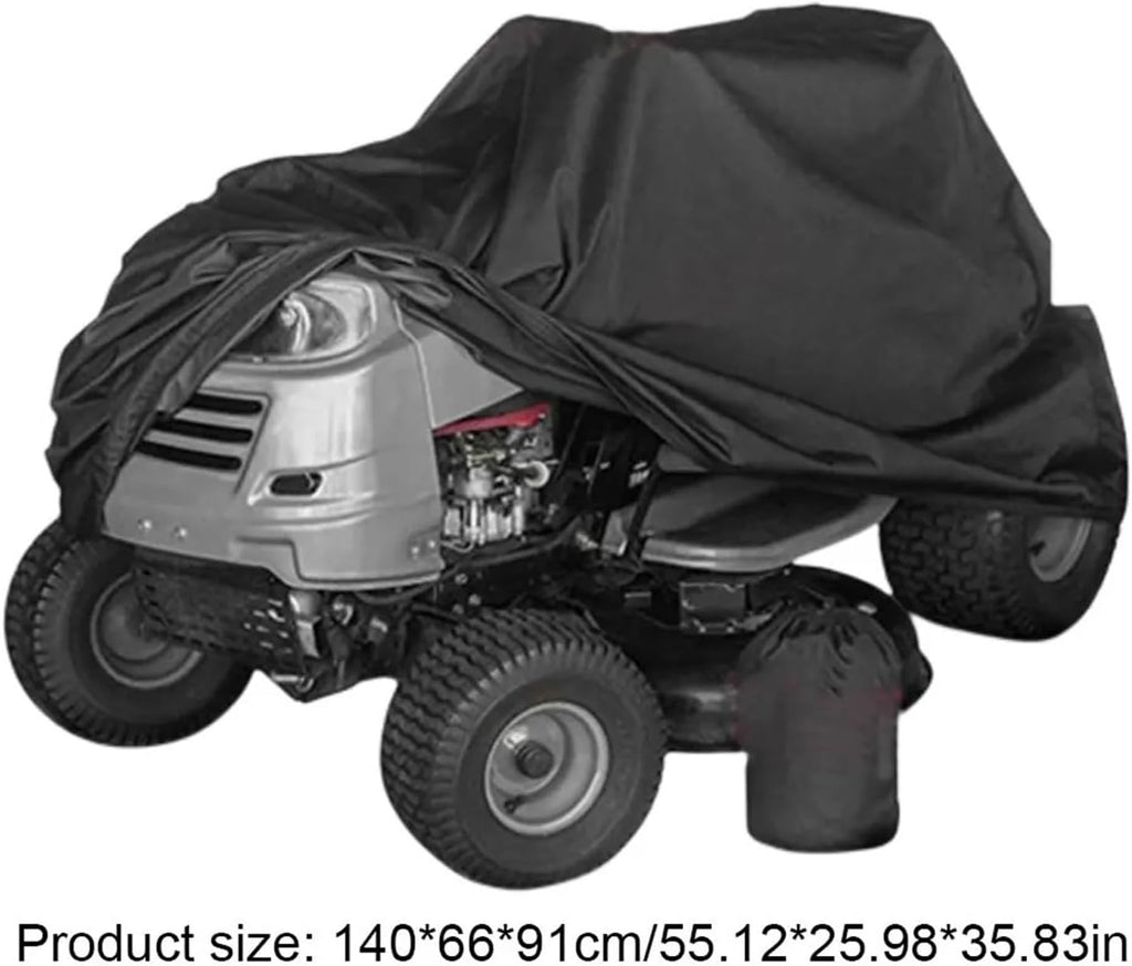Lawn Mower Cover Oxford Cloth Black Car Coat Garden Tractor Cover with Portable Storage Bag Protection for Home Use for Outside Storage