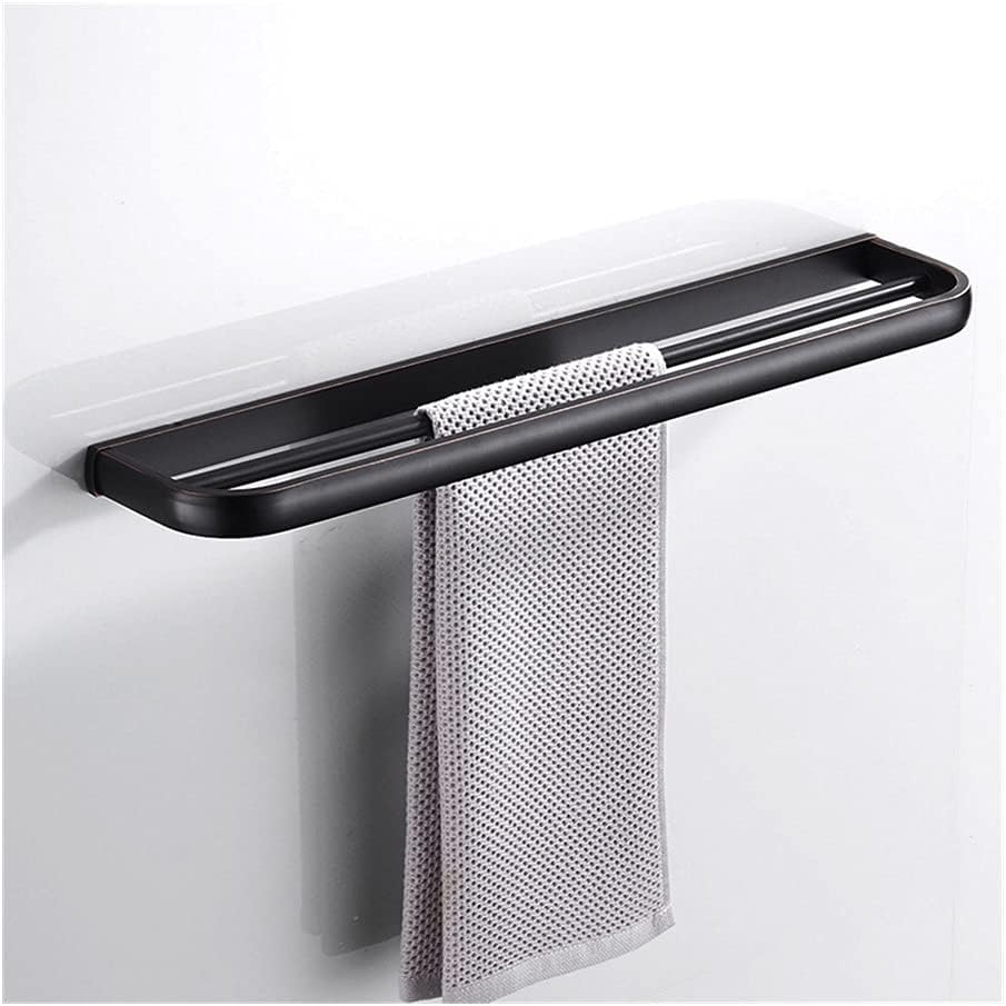 LSLYTQ Towel Rail Rack Rose Gold Towel Rail, Antiuqe Bronze Brass Wall Mounted Bathroom Double Bathtowel Bar Storage Towel Holder Rack Shelf White, 57cm for Bathroom Kitchen