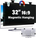 [2 Pack] Magnetic Hanging 32 Inch Computer Privacy Screen for 16:9 Aspect Ratio Widescreen Monitor, Removable Eye Protection Anti Glare Blue Light Computer Monitor Privacy Filter