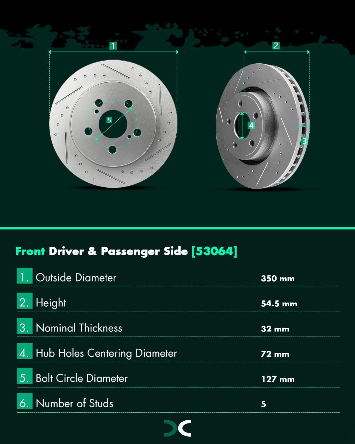 SCITOO Front 13.78' Brake Pads and Rotors Kits Fit For Dodge For Durango 2011-2017,For Jeep Grand Cherokee 2011-2017