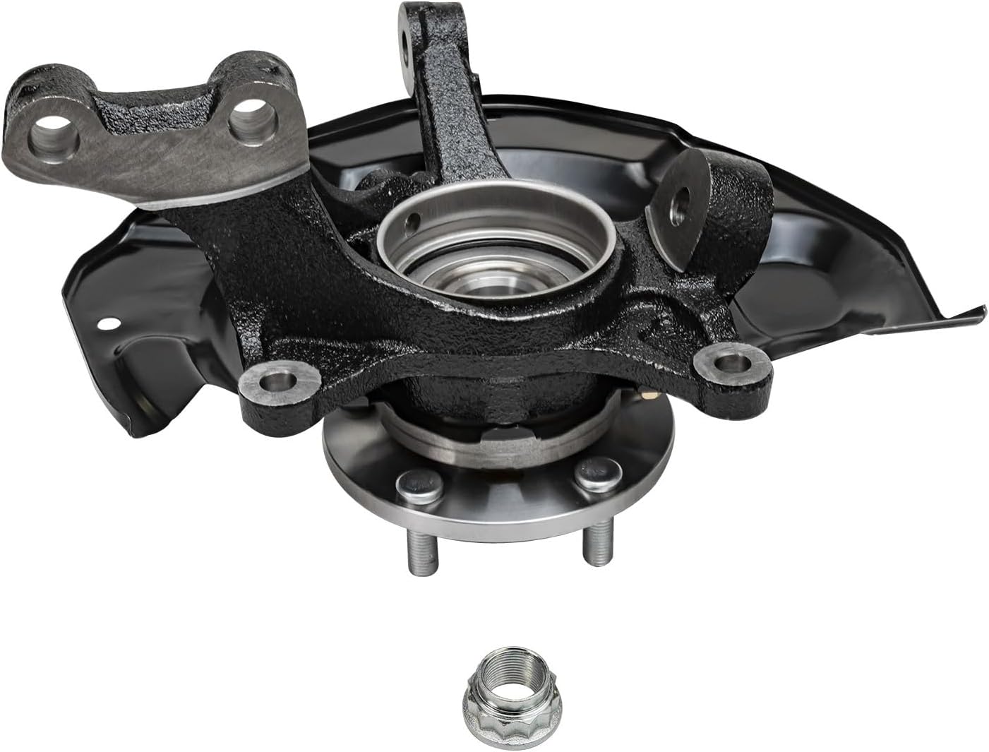 Detroit Axle - Front Steering Knuckles & Wheel Hub Bearings Drilled Rotors Brake Pads Replacement for RX330 RX350 RX400h Highlander - 6pc Set