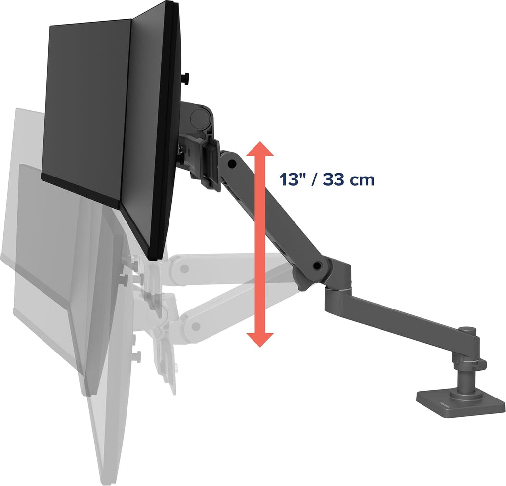 Ergotron – Upgraded LX Pro Premium Dual Direct Monitor Arm, VESA Desk Mount – for 2 Monitors Up to 27 Inches, 9 lbs Each – Dark Grey