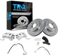 TRQ Front Brake Pad and Rotor Set Ceramic Rotors Calipers Hoses Compatible with 1998-2000 Chevrolet Blazer Isuzu Hombre 1998-1999 S10 Sonoma Oldsmobile Bravada 1998-2001 GMC Jimmy