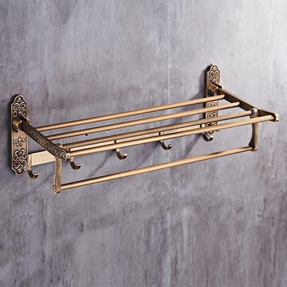 Towel Rack Wall Mounted，Bathroom Towel Holder Bathroom Towel Rack Wall Mounted Towel Holder, Fold White Gold Bath Towel Rack, Active Bathroom Holder, Antique Double Towel Shelf Towel Rack (Color : C)