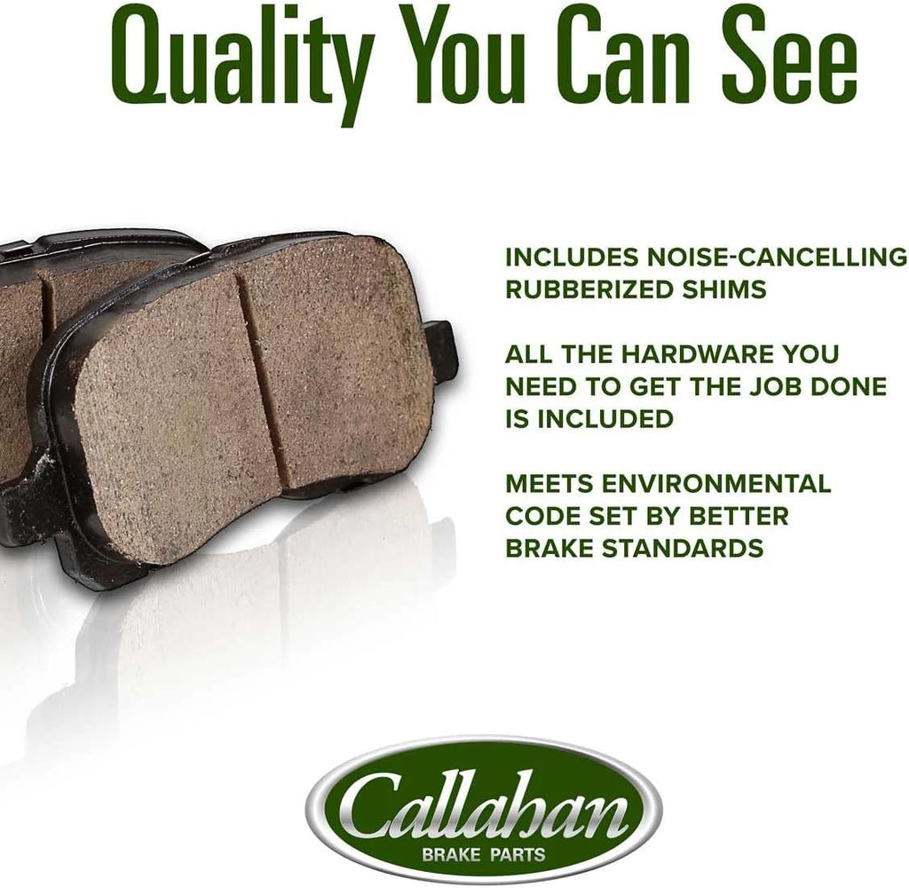 Callahan BRAKE PARTS Front Replacement Calipers and Drilled Slotted Brake Disc Rotors and Ceramic Brake Pads + Hardware Brake Kit For Ford Escape Mazda Tribute Mercury Mariner