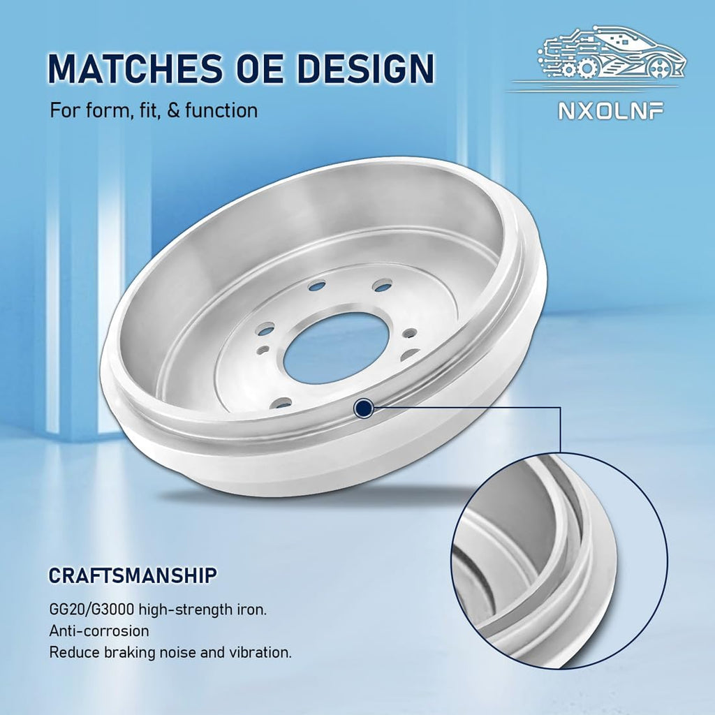 Brake Drum 9.62inch (244.35mm) for Ford Fiesta 1.6L 2011 2012 2013 2014 2015 2016 2017 2018 2019, for Ford Fiesta 1.0L 2014 2015 2016 2017 Replacement Rear 4 Lug Drum Brake Kit 2PCs