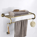 Towel Rack Antique Brass Towel Rail with Double Towel Shelf for Bathroom Wall-Mounted Shower Shelf Organizer Black (Color : Gold)