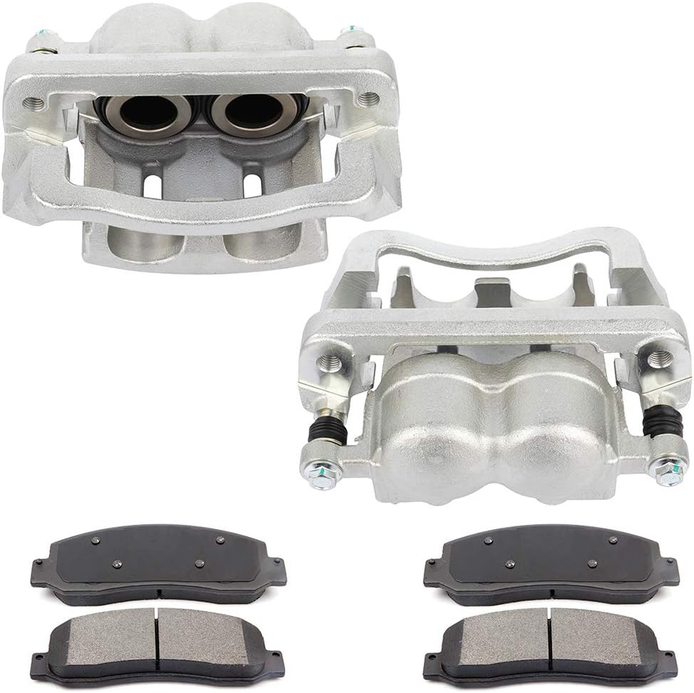SCITOO Front Left & Right Brake Kit [4] Brake Pads [2] Brake Disc Calipers w/Bracket Compatible With 2005-2012 for Ford for F-250 Super Duty