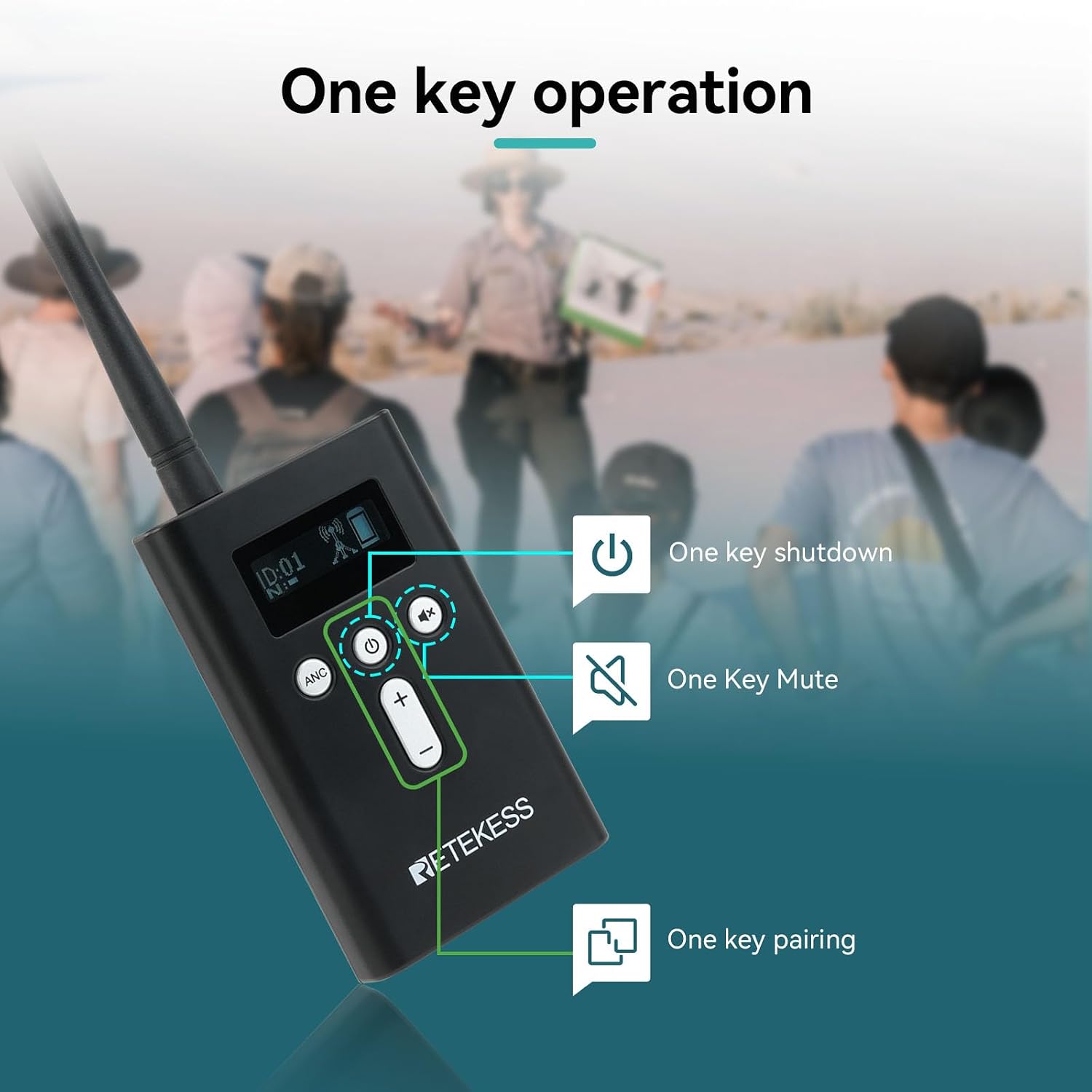 Retekess T130P Factory Tour Guide System Voice Audio Transmission,Upgraded Noise Reduction,Tour Guide Microphone,160m/525ft,Walking Tour Headsets for Tour Groups (1TX 20 RX)