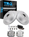TRQ Rear Brake Pad and Rotor Set Ceramic Vented Coated Rotors Calipers Compatible with 2013-2016 Scion FR-S 2013-2019 Subaru BRZ 2010-2014 Legacy 2017-2019 Toyota 86