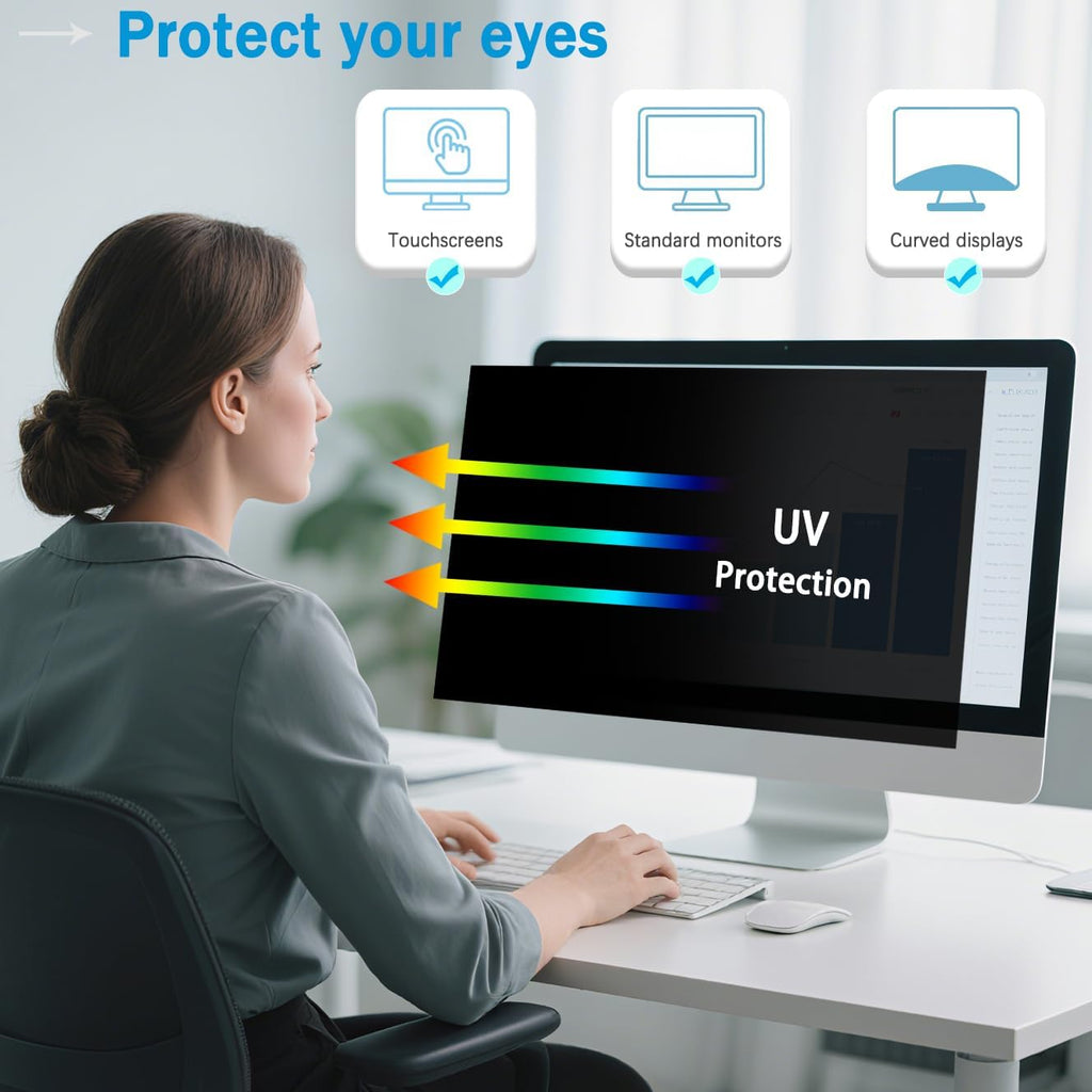 [5 Pack] 24 Inch Computer Privacy Screen for 16:10 Aspect Ratio Widescreen Monitor, Eye Protection Anti Glare Blue Light Filter Shield, Removable Anti-Scratch Anti Spy Protector