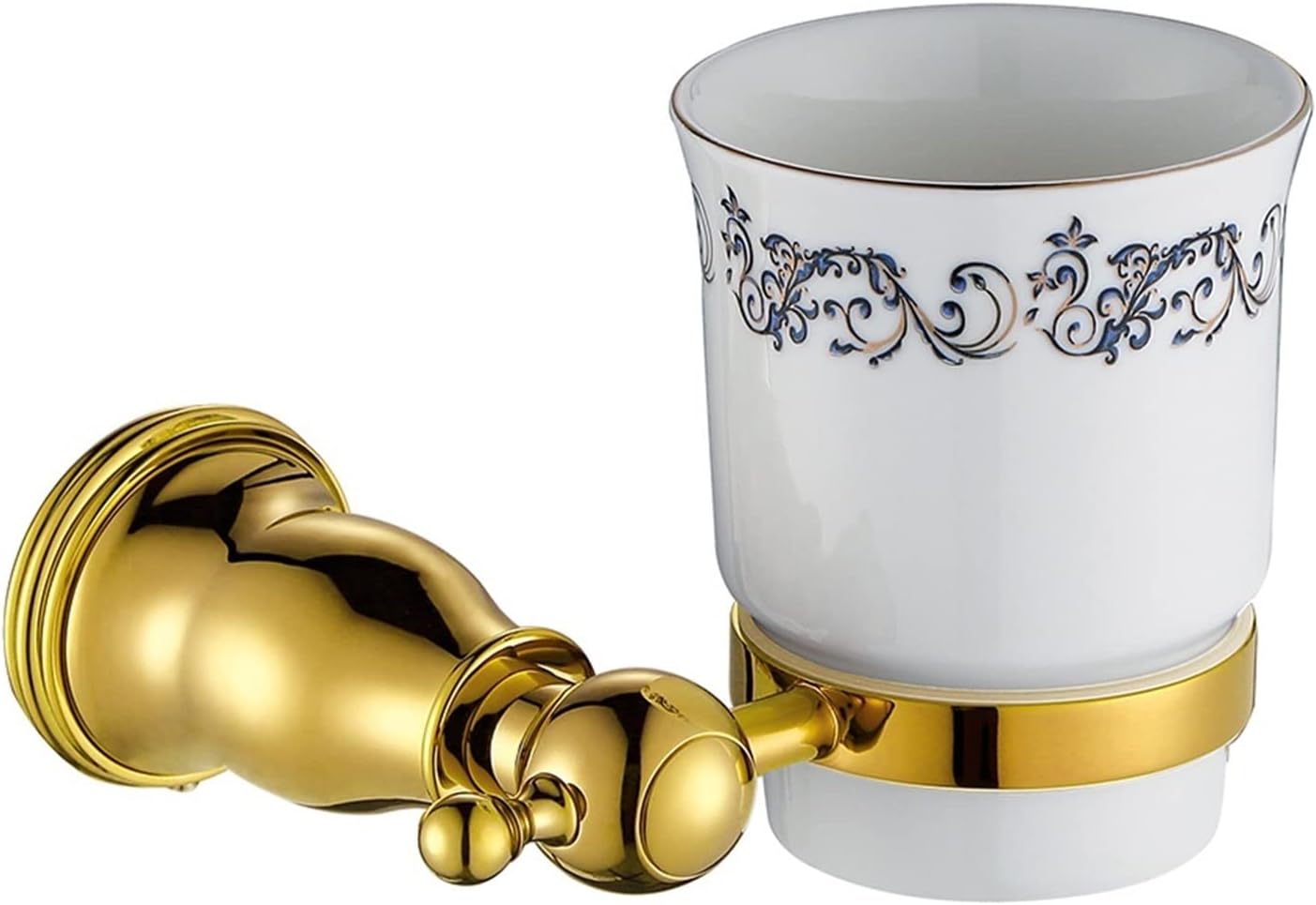 KETTEL Bathroom Hardware ， Gold Robe Hook Towel Rail，Fixtures Holder Bathroom Accessories,Wall-Mounted Bathroom Rack Accessory (Color : Double Cup Holder)