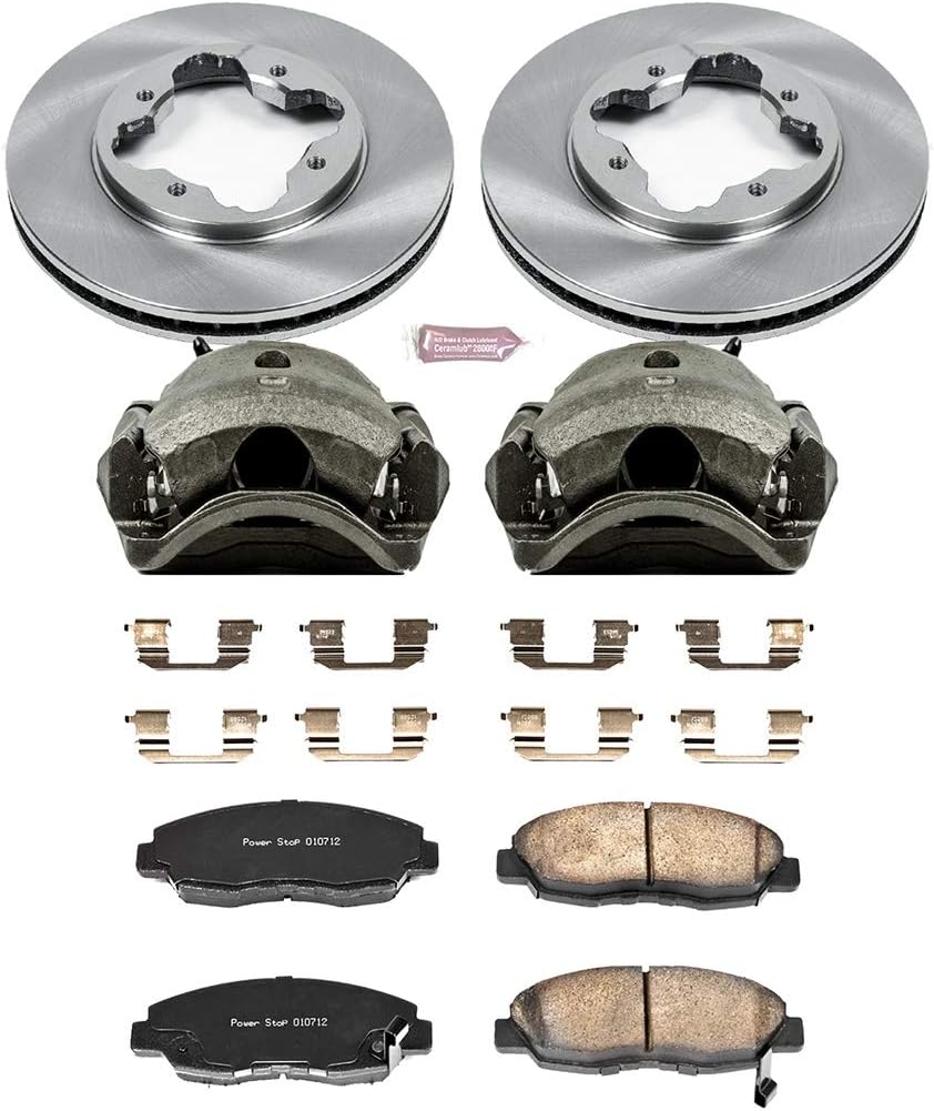 PowerStop Front Brake & Caliper Kit for Acura CL 1997 | Honda Accord 1990-97 - Ceramic Brake Pads + Calipers + Disc Rotors Replacement, KCOE697