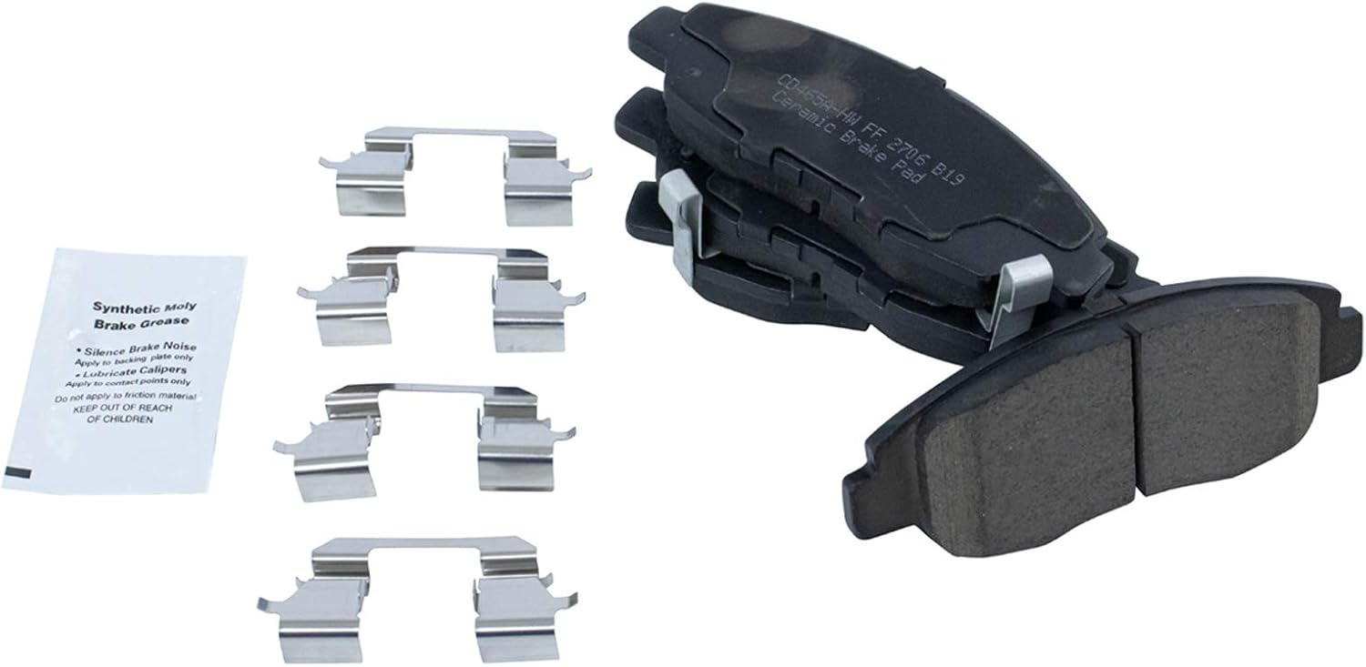 TRQ Performance Front Brake Pad and Rotor Set Ceramic Coated Drilled Slotted Vented Rotors Calipers Compatible with 1996-2005 Honda Civic 2010-2014 Insight