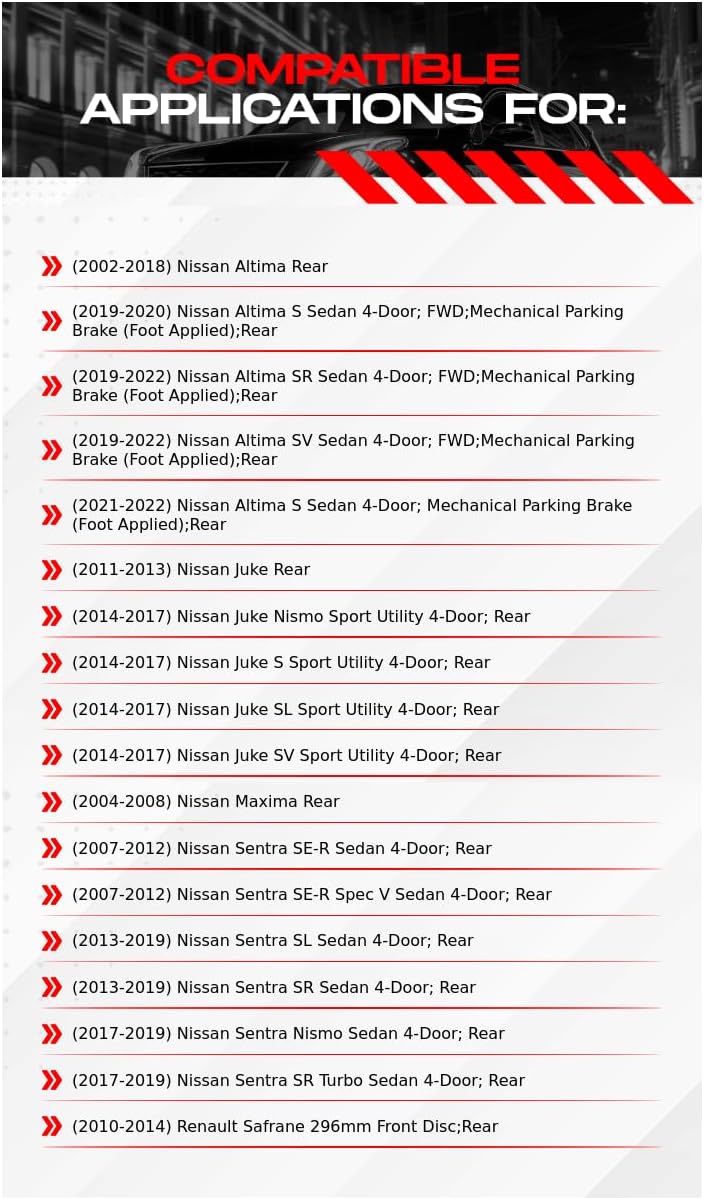 Power Sport Rear Brake Kit For 2002-2022 Nissan Altima; 2011-2017 Nissan Juke; 2004-2008 Nissan Maxima; 2007-2019 Nissan Sentra| Drilled Slotted Brake Rotors| Semi Metallic Brake Pads and Rotors Kit