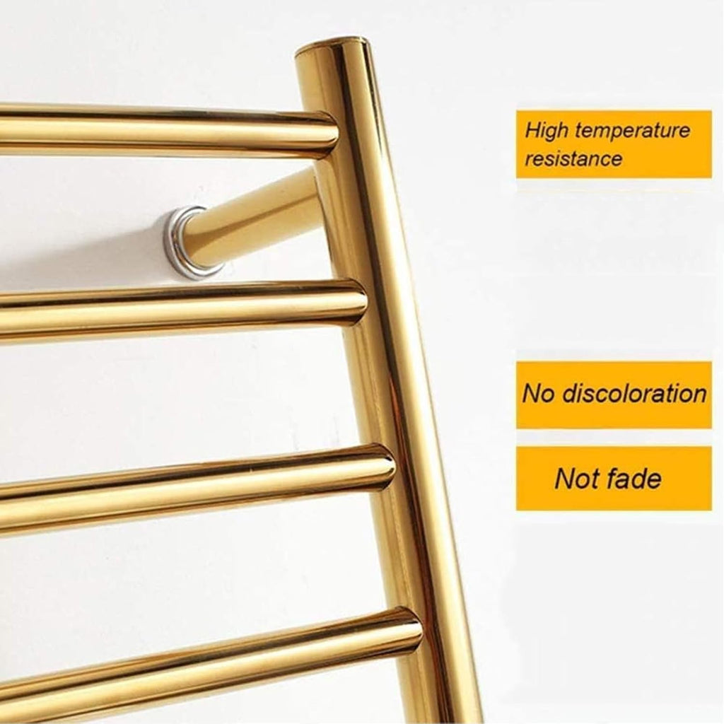 Wall-Mounted Electric Towel Radiator, Gold Heated Towel Warmer and Drying Towel Rack with 4 Bars,Straight Stainless Steel Heater Towel Rack for Bathroom (Ba