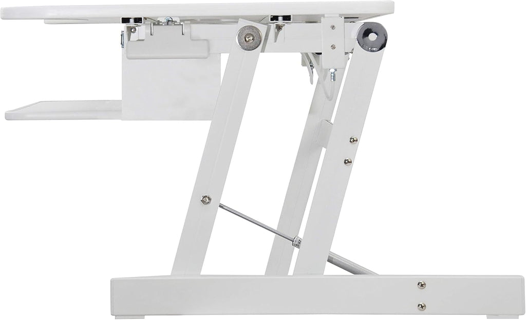 Rocelco 37.5' Deluxe Height Adjustable Standing Desk Converter - Quick Sit Stand Up Dual Monitor Riser - Gas Spring Assist Computer Workstation - Large Retractable Keyboard Tray - White (R DADRW)