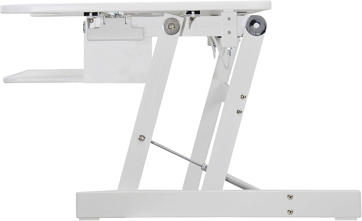 Rocelco 37.5' Deluxe Height Adjustable Standing Desk Converter - Quick Sit Stand Up Dual Monitor Riser - Gas Spring Assist Computer Workstation - Large Retractable Keyboard Tray - White (R DADRW)