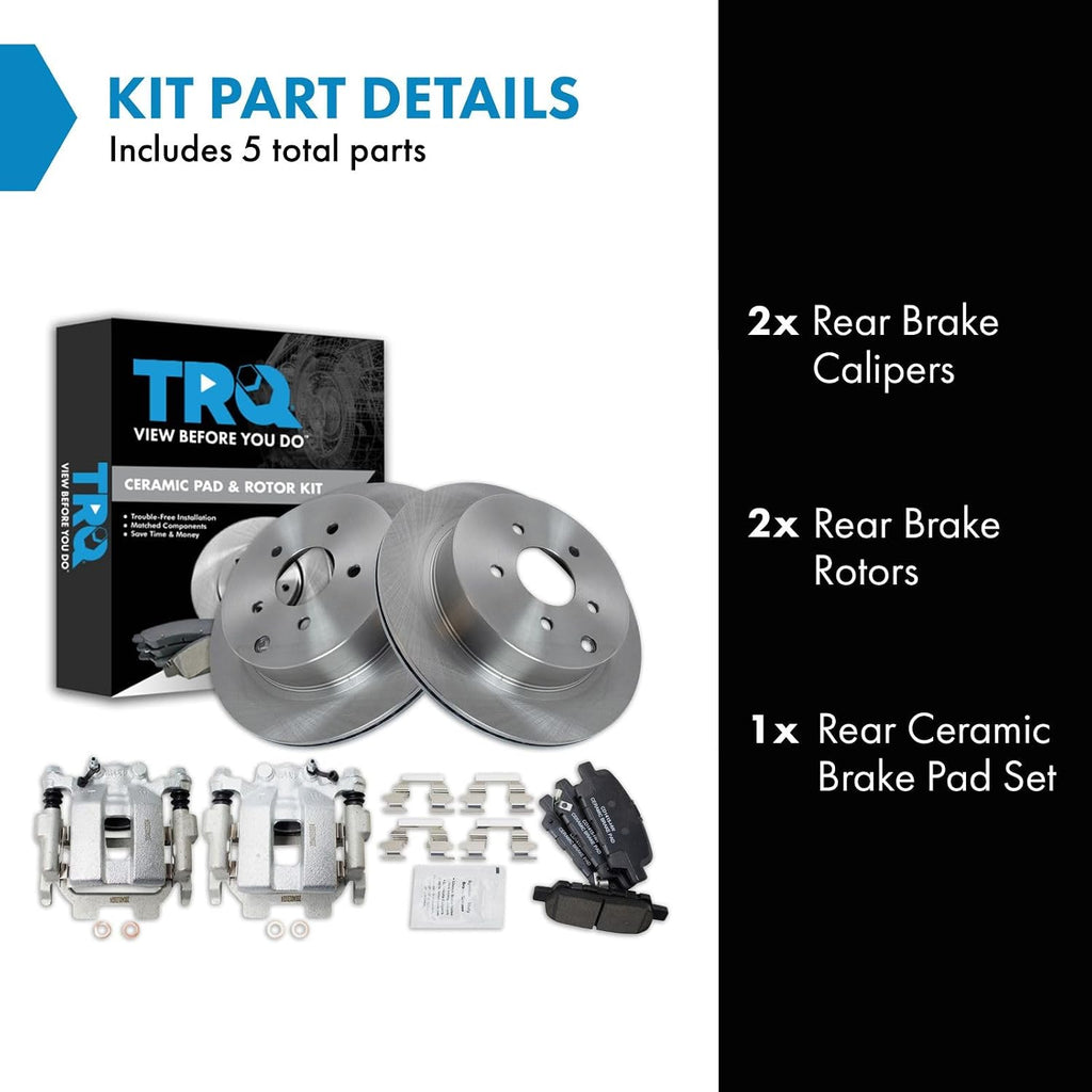 TRQ Rear Brake Pad & Rotor Kit Compatible with 2011-2017 INFINITI 2009-2017 Nissan