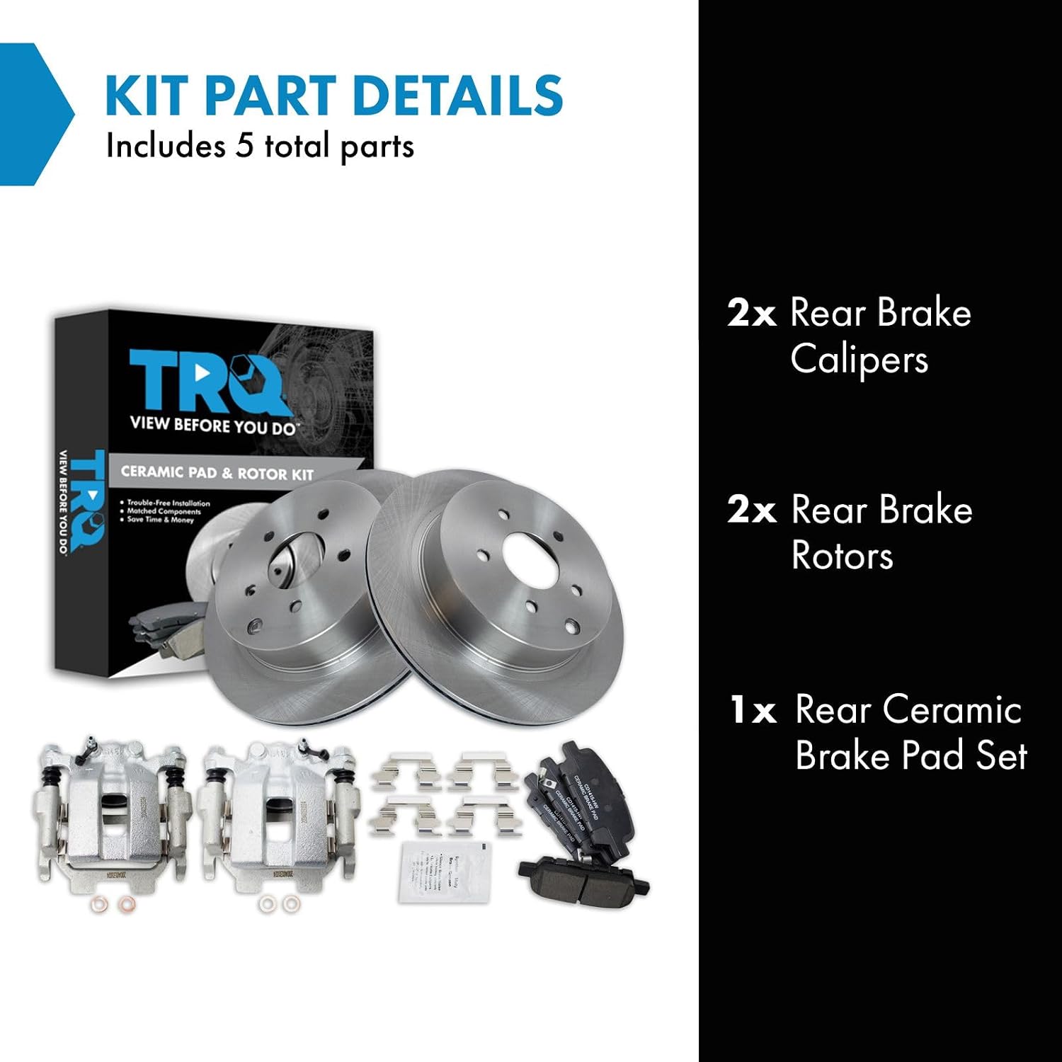 TRQ Rear Brake Pad & Rotor Kit Compatible with 2011-2017 INFINITI 2009-2017 Nissan