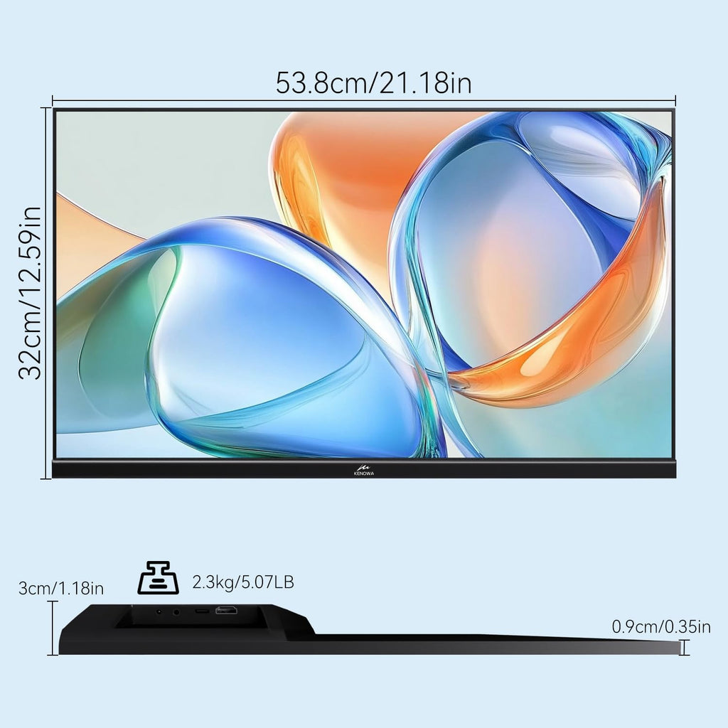 Kenowa 23.8' Large Portable Monitor 100Hz IPS FHD 1080P Freesync USB-C HDMI Gaming Monitor, External Display Dual Speakers Adjustable Stand for PC,Laptop,Mac,Phone,Game Consoles