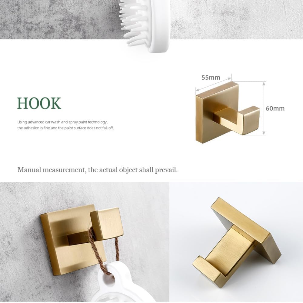 Towel Rack Matte Gold Towel Rail 304 Stainless Steel Towel Rail Double Towel Rail Paper Holder Tissue Holder Toilet Brush Holder Towel Rail A