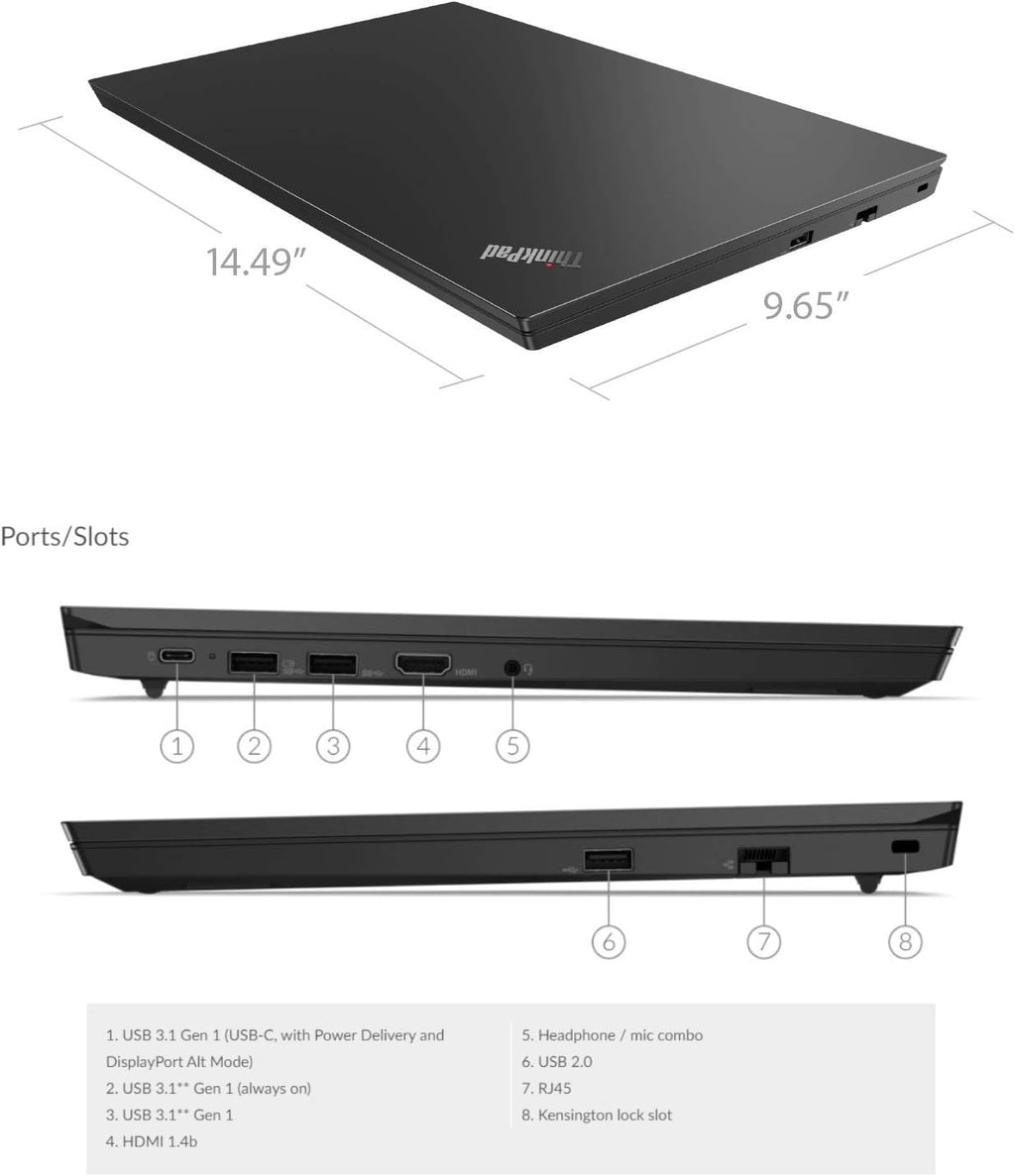 Lenovo Thinkpad E15 Business Laptop, 15.6' FHD IPS Display, Intel Core i7-10510U, 32GB RAM Memory, 1TB PCIe NVMe SSD, Webcam, Zoom Meeting, Windows 10 Pro, Black
