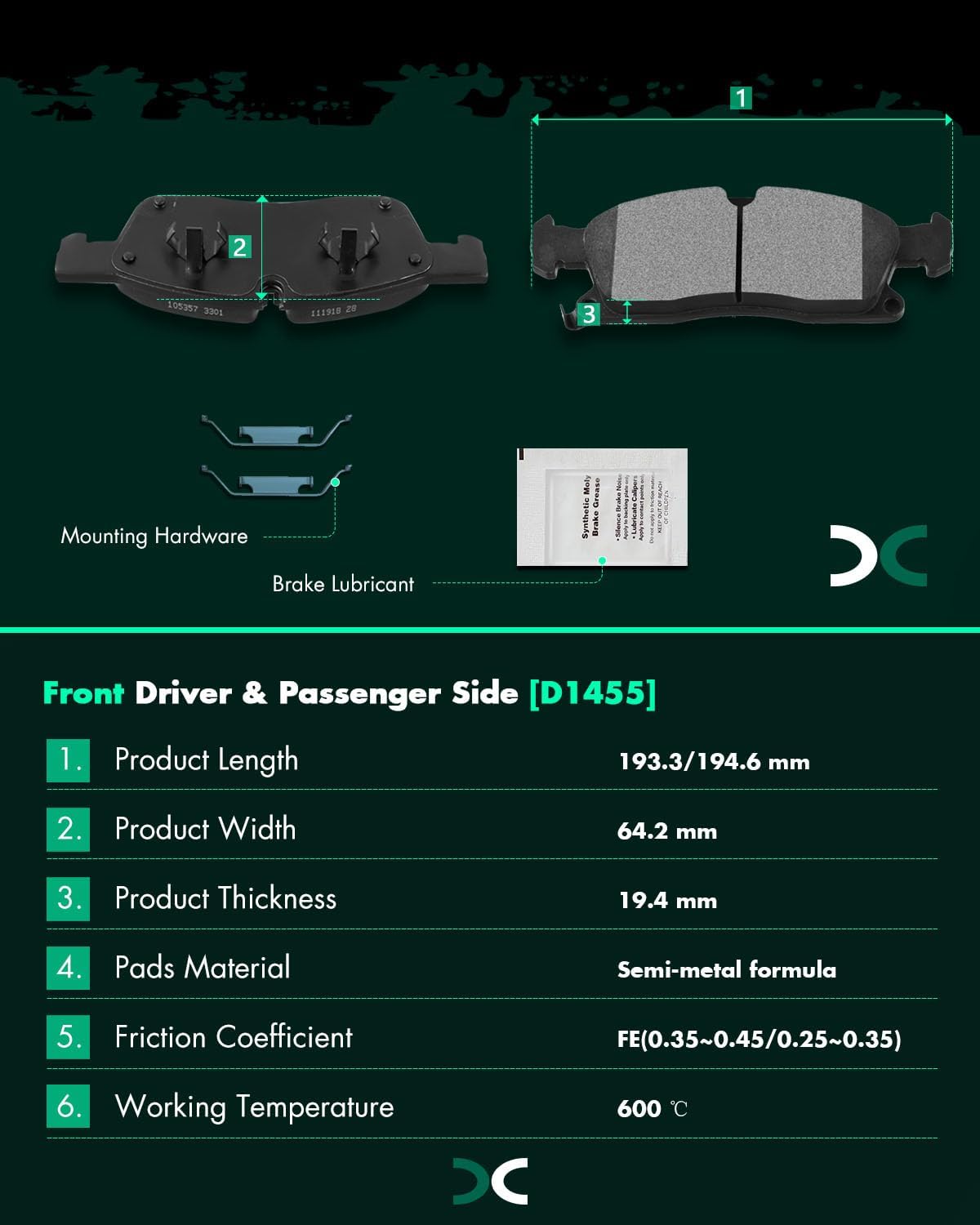 SCITOO Front 13.78' Brake Pads and Rotors Kits Fit For Dodge For Durango 2011-2017,For Jeep Grand Cherokee 2011-2017