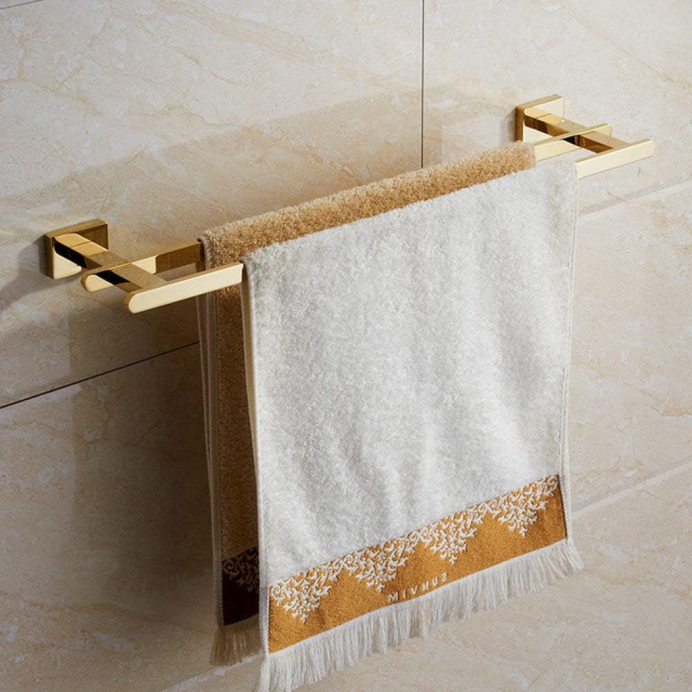 Golden Towel Rack Towel Bar Gold Stainless Steel Hardware SetRobe HookToilet Brush Cup Holder Soap Dish Bathroom Accessories,Single Towel Bar(Double Towel Bar)