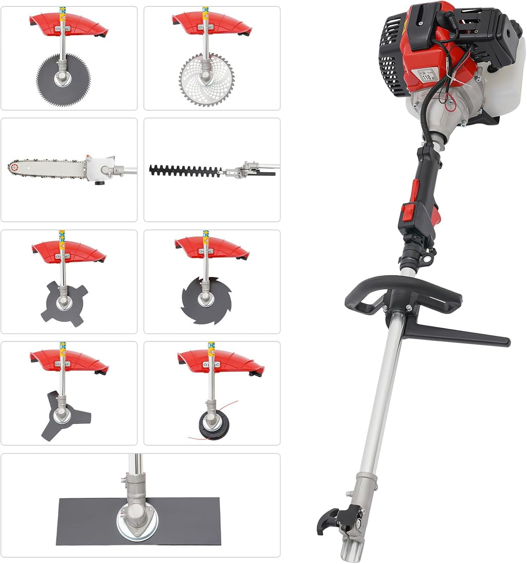 Garden Tiller Cultivator Lawn Mower Gas Powered 52cc 2-Stroke Engine for Lawn Gardening Soil Cultivation