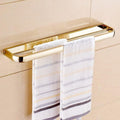 Gold Polished Brass Square Bathroom Hardware Towel Shelf Towel Bar Paper Holder Cloth Hook Bathroom AccessoryDouble Towel Bar,Single Towel Bar(Double Towel Bar)