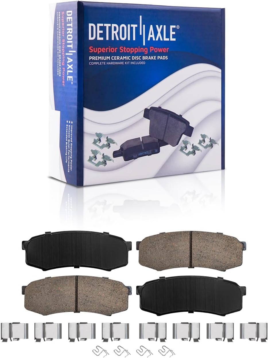 Detroit Axle - Brake Kit for 2003-2009 Toyota 4Runner, 2007-2009 FJ Cruiser Drilled & Slotted Brake Rotors and Ceramic Brakes Pads 2004 2005 2006 2008 Replacement