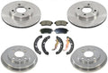 Front Brake Rotors Ceramic Pads & Rear Drums Shoes Replacement Part for 2011-2019 Ford Fiesta SE