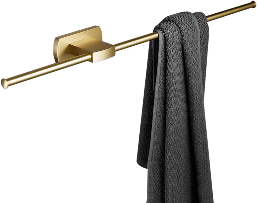 Towel Shelf for Bathroom Wall Mounted Towel Rack Self Adhesive Towel Rail No Drill Towel Holder Double Bar Brass for Kitchen Toilet,Gold,50cm