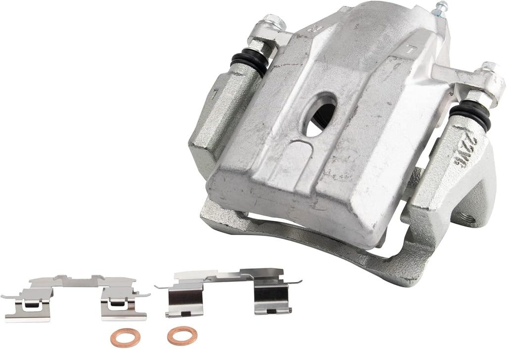 TRQ Front Brake Pad and Rotor Set Ceramic Rotors Calipers Hoses Compatible with 2004-2009 Toyota Prius