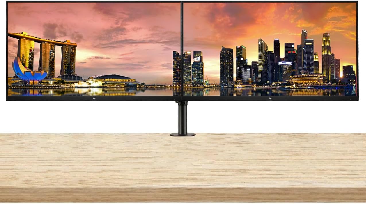 HP EliteDisplay E32k G5 32 inch 4K UHD LCD IPS Monitor 2-Pack Bundle with Full Dock, Built-in Speakers & Desk Mount Dual Stand